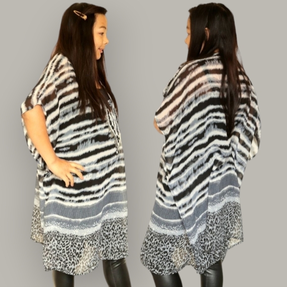 SPIAGGIA DOLCE WOMENS XL GREY STRIPED TUNIC - Picture 1 of 8